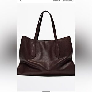 Zara amazing leather tote. Nappa Leather tote 
Dark burgundy / brown.
